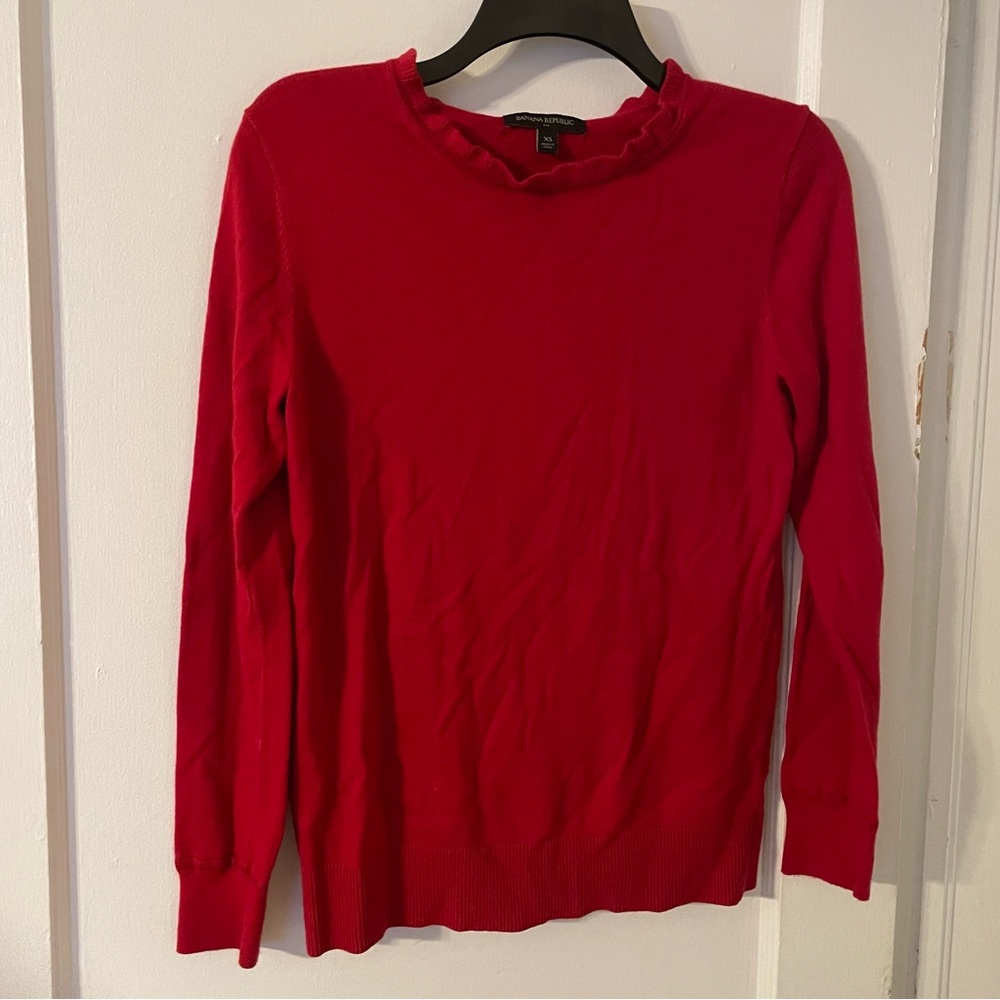 Banana Republic Red Ruffled Sweater